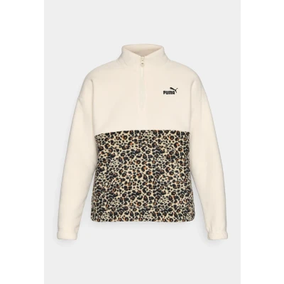 Abbildung von Puma Graphic Animal Relaxed HALF ZIP CREW Fleecepullover, Damen, Größe: Large, Alpine snow