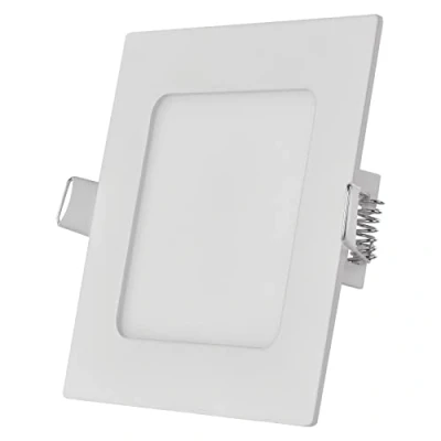 Abbildung von EMOS LED Panel 7 W, quadratische 480 lm Einbauleuchte, Deckenleuchte in Weiß mit Durchmesser 12 cm, extra flach, Einbautiefe 2,1 Lichtfarbe neutralweiß 4000 K, inkl. Treiber