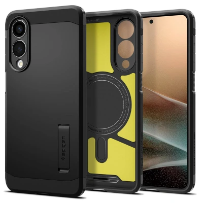 Abbildung von Spigen Tough Armor MagFit TPU Back Cover Schwarz Samsung Galaxy S25 Edge