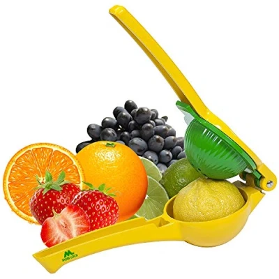 Abbildung von Zitronen Limetten Orangen Saftpresse Manuelle Zitruspresse Aluminiumlegierung Mexikanischer Ellenbogen Einfach zu bedienen, Bonus Rezeptanleitung von Mobi Lock