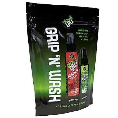 Abbildung von gloveglu Unisex Mega Bundle Grip &#039;N&#039; WASH, 120ml and 50ml Glove Wash &amp; Prepare. for All Goalkeeping Gloves