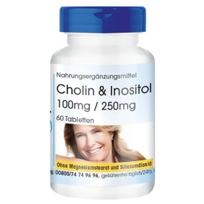 Abbildung von Fair &amp; Pure® Cholin Tabletten mit Inositol 60 100mg/Inositol 250mg vegan ohne Magnesiumstearat