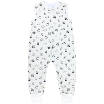 Abbildung von TupTam Sommer Schlafsack mit Füßen 0.5 TOG OEKO TEX zertifizierte Materialien, Farbe: Safari Tierköpfe Zebra Löwe Giraffe, Größe: 104 110