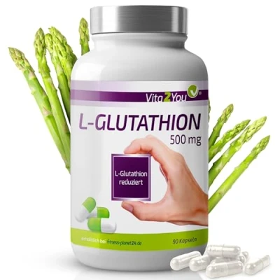 Abbildung von Vita2You L Glutathion Kapseln 500mg 90 reduziert und bioaktiv ohne Zusätze hochdosiert Premium Qualität