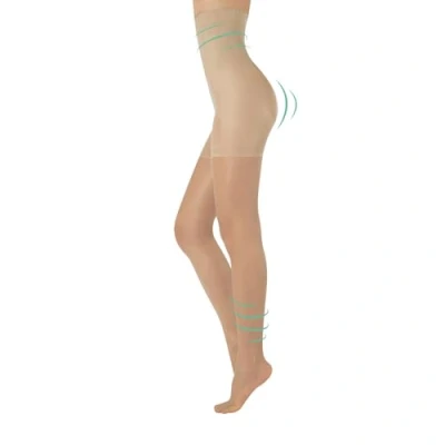 Abbildung von CALZITALY Figurformende Shaper Feine Stützstrumpfhose Hoher Taille mit Bauchweg Effekt Schwarz, Hautfarbe S, M, L, XL, 2XL, 3XL, 4XL 20 DEN Made in Italy (4XL, Beige)