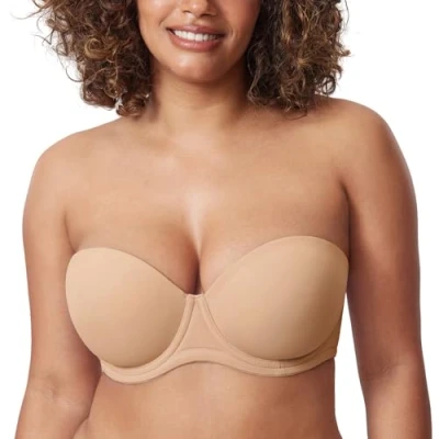 Abbildung von DELIMIRA Damen Trägerloser BH Bügel mit geformte Cups Warmes Beige 85D
