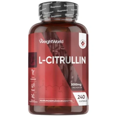 Abbildung von L Citrullin 3000mg Ideal für Sportler, Fitness, Pre &amp; Post Workout 240 vegane Kapseln Alternative zu Kreatin, Arginin Taurin Pulver Aminosäure von WeightWorld
