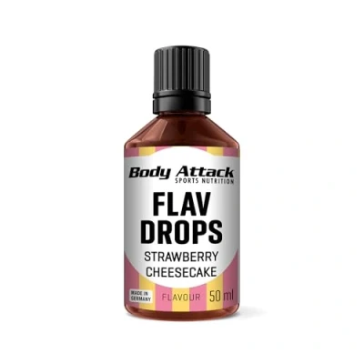 Abbildung von Body Attack Flav Drops®, 50 ml, Strawberry Cheesecake, Aromatropfen für Lebensmittel, zuckerfreie Flavour Drops ohne Kalorien, vegan &amp; Qualität Made in Germany