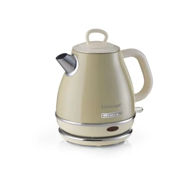 Abbildung von Ariete Vintage Wasserkocher 2868, Retro Elektrischer mit Kabellosem 360 Sockel, Abschaltautomatik, 1 L Fassungsvermögen, Edelstahl, 1600W, Beige