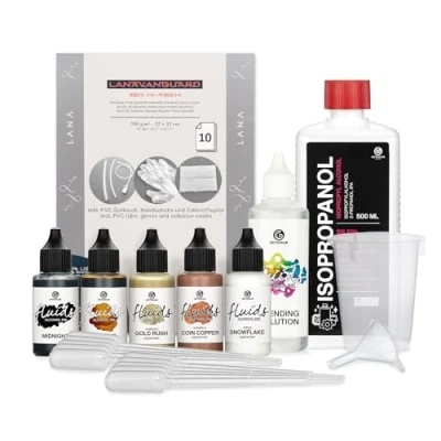 Abbildung von Octopus Fluids Alcohol Ink Starter Set blumenkindjen mit Zubehör, Alkoholtinte für Art, 5 x 30ml