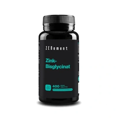 Abbildung von Zink 25mg 400 Tabletten gut verträgliches Zinkbisglycinat (Zink Chelat) für höchste Bioverfügbarkeit laborgeprüft, hochdosiert, ohne unerwünschten Zusatzstoffe Zenement