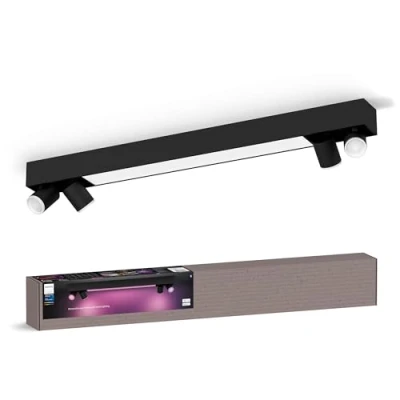 Abbildung von Philips Hue White &amp; Color Ambiance Centris 4 er Spotleuchte, dimmbar, 16 Mio. Farben, steuerbar via App, kompatibel mit Amazon Alexa, schwarz