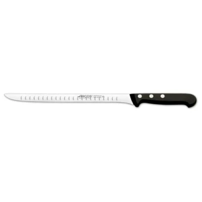 Abbildung von Arcos Serie Universal Schneidmesser Schinkenmesser Klinge Nitrum Edelstahl 240 mm mit Alveolen HandGriff Polyoxymethylen (POM) Farbe Schwarz