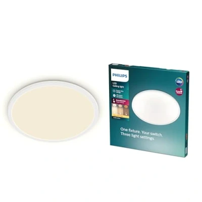 Abbildung von Philips LED SceneSwitch Deckenleuchte (22 W), mit 3 Helligkeitsstufen und warmweißem Licht, energiesparende Raumbeleuchtung EyeComfort, weiß