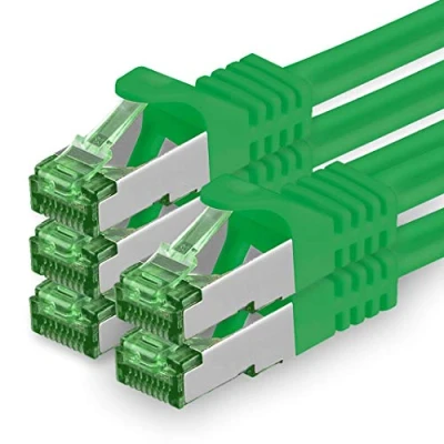 Abbildung von 1aTTack.de 1 M Cat.7 Netzwerk Kabel 5 Stück Cat7 Patch Lan Ethernet RJ45 10 Gbit/s (Alle Internetgeschwindigkeiten) Grün Meter