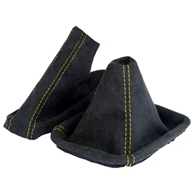 Abbildung von L &amp; P Car Design L&amp;P A0100 1 Schaltsack Schaltmanschette + Handbremsmanschette kompatibel mit BMW 3er e46 weiche Microfaser Schwarz Naht Gelb