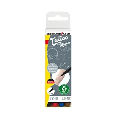 Abbildung von Eberhard Faber 559505 Tattoo Stifte Set One Line, 4 im Kunststoffetui mit Schablonen