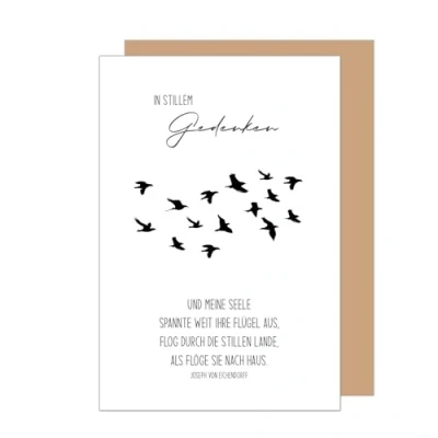 Abbildung von Edition Seidel Premium Trauerkarte mit Umschlag. Beileidskarte Trauer Karte Spruch In stiller Aufrichtige Anteilnahme Abschied letzter Gruß Mitgefühl Vögel (T1183 SW024)
