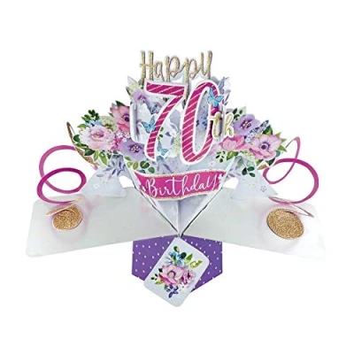 Abbildung von Happy 70th Birthday Pop Up Grußkarte Original Second Nature 3D Karten