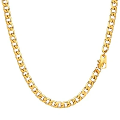 Abbildung von PROSTEEL Herren Halskette Edelstahl Panzerkette 5mm Breite schwer Glieder Link Gliederkette Hip Hop Kette, 55CM lang, Gold