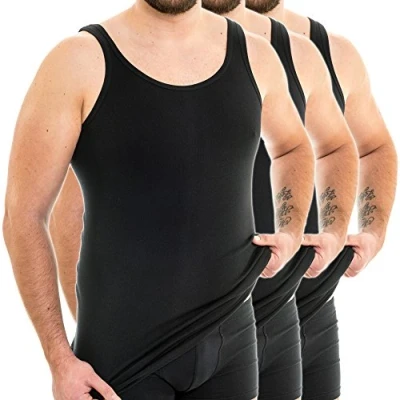 Abbildung von HERMKO 3007 3er Pack extralanges Herren Unterhemd (+10 cm) Tank Top aus 100% Bio Baumwolle, Größe:D 5 = EU M, Farbe:weiß