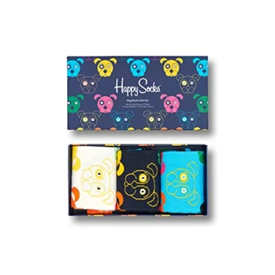 Abbildung von Happy Socks Unisex 3 pack gemengde hond sokken gift set Socken, Grün Blau Orange Gelb Rosa Weiß, 36 40 EU