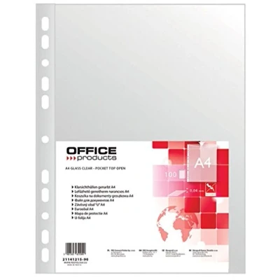 Abbildung von OFFICE PRODUCTS 21141215 90 Klarsichthüllen, PP, A4, genarbt, 40 µm 100 Stück, transparent