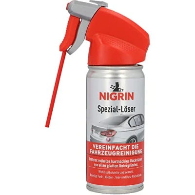 Abbildung von NIGRIN Speziallöser zum einfachen und mühelosen Entfernen von Farben, Etiketten, Aufklebern, Teer Harz glatten Untergründen, frei Schleifmitteln, 100 ml