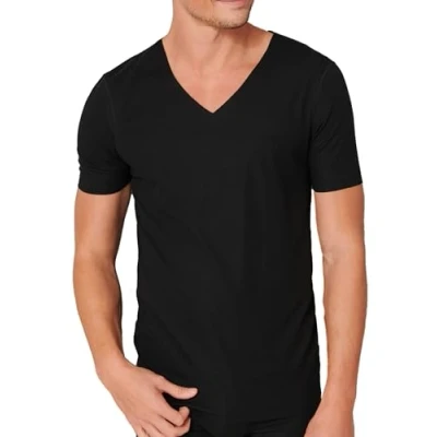 Abbildung von Schiesser Herren Laser Cut V neck undertrøje Unterw sche, Schwarz, 5 EU