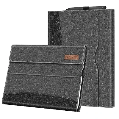 Abbildung von Fintie Hülle für Microsoft Surface Pro 11 / 10 9 13 Zoll Multi Sichtwinkel Kunstleder Tasche Schutzhülle mit Dokumentschlitze Stift Halter, Type Cover Kompatibel, Grau