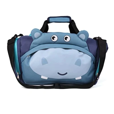 Abbildung von Fabrizio Kindertasche Sporttasche Reisetasche Nilpferd, Jungen Mädchen Kinder, blau, 39 x 25 20 cm, 12 Liter
