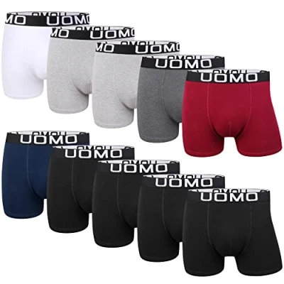 Abbildung von L&amp;K 10er Pack Herren Retroshorts Boxershorts Baumwolle klassischen Unifarben Unterhose Mehrfarbig 1116 E 4XL