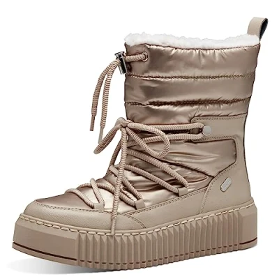 Abbildung von MARCO TOZZI Damen Stiefeletten zum Schnüren Winter Gefüttert, Beige (Taupe Metallic), 37