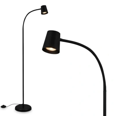 Abbildung von BRILONER Stehlampe als Deko im Wohnzimmer und Leselampe, Schwenkbare Lampe, Wohnzimmerlampe, Fußtaster, Indirekte Beleuchtung, Schwarz