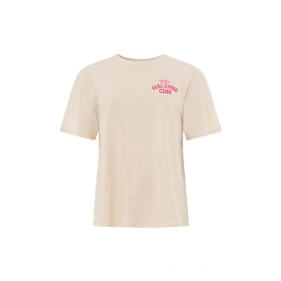 Abbildung von Zwillingsherz Tshirt FEEL GOOD CLUB print, Damen, Größe: L/XL, Beige