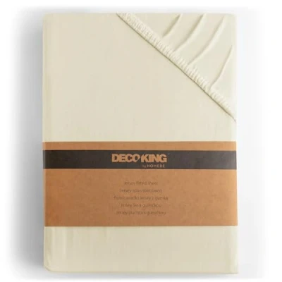 Abbildung von DecoKing Spannbettlaken 180x200 200x200 cm 100% gekämmte Baumwolle Beige Spannbetttücher Jersey Boxspringbett Amber 180 x 200