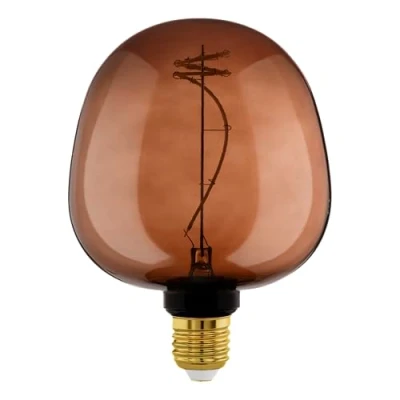 Abbildung von EGLO XXL E27 Lampe dimmbar, Spiral LED Retro Glühbirne Big Size, extra großes Vintage Deko Leuchtmittel in Cognac braun, 4 Watt, 40 Lumen, warmweiß, 2000 K, L 18 cm