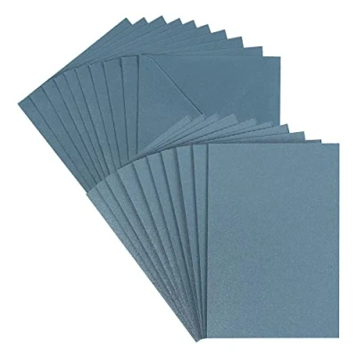 Abbildung von Ideen mit Herz Grußkarten Set Perlmutt Veredelung 10 Karten ca. 250 g/m² + Umschläge 120 (taubenblau, Din B6)