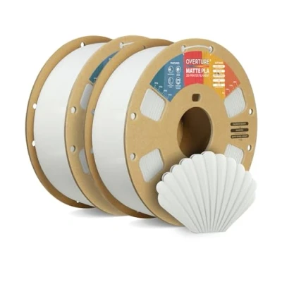 Abbildung von OVERTURE Matte PLA Filament 1.75mm, Rolle 2kg Spule (4.4lbs), Maßgenauigkeit +/ 0.03mm, für 3D Drucker (Weiß 2 Pack)