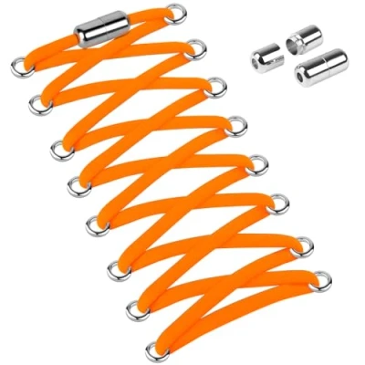 Abbildung von Widamin 2 Paar Elastische Schnürsenkel für Erwachsene und Kinder, Ohne Binden mit Metallkapseln, Orange