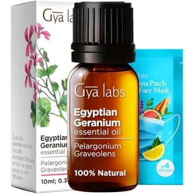 Abbildung von Gya Labs Ätherisches Ägyptische Geranie Öl für Diffuser 100% Reines Natürliches Aromatherapie Geranienöl die Haut, Haarpflege &amp; Kerzenherstellung (10 ml)