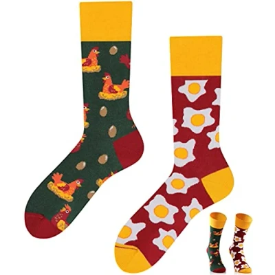 Abbildung von TODO Colours Lustige Socken mit Motiv mehrfarbige, bunte, Verrückte für Herren und Damen (35 38, Ei Hühner Socken)