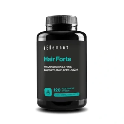 Abbildung von Haar Vitamine, Hochdosiert mit Biotin, Selen und Zink, Hirseextrakt, Sägepalme, B Vitaminen &amp; mehr für Haare, Haut Nägel 120 Vitamin Kapseln Laborgeprüft, Vegan Zenement
