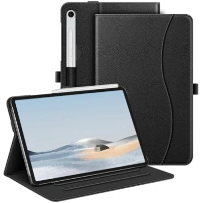 Abbildung von Fintie Hülle für Samsung Galaxy Tab S9 FE 10.9 Zoll/Tab 11 Zoll 2023 Tablet, Multi Winkel Folio Schutzhülle mit Dokumentenfach und Auto Schlaf/Wach Funktion, Schwarz