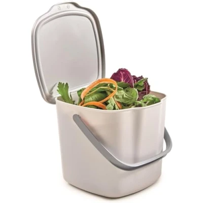 Abbildung von Snips Biomülleimer Komposteimer, Küchenabfalleimer mit Deckel und Griff 3L, Bio Mülleimer, Abfalleimer Küche 20,5 x 18,5 16,7, Made in Italy, BPA frei, Weiß