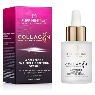 Abbildung von Pure Mineral Fortgeschrittenes Faltenkontrollserum mit Kollagen Totes Meer Mineralien, Faltenreduktion, Straffung Ohne Silikone, Sulfate, Parabene 30ml