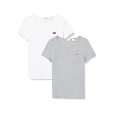 Abbildung von Levi&#039;s TEE 2 PACK Tshirt basic Starstruck heather/white, Damen, Größe: XXS, heather/white