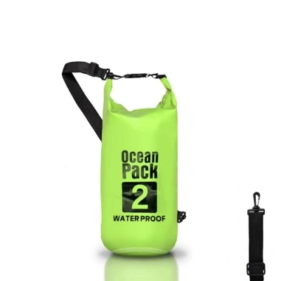 Abbildung von Dry Bag Wasserdichter Rucksack, Rollverschluss und Schultergurt, wasserdichte Handytasche Gürteltasche für Meer Boot Angeln Rafting Strand Wassersport (Grün, 2L), grün, 2l, Beutel