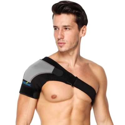 Abbildung von Schulterbandage Verstellbare Schulter Unterstützung Bandage mit Druckpolster für Männer/Frauen Schmerzlinderung, ausgekugeltes Wechselgelenk, Labrumriss, Bursitis, Neopren Schulterwärmer