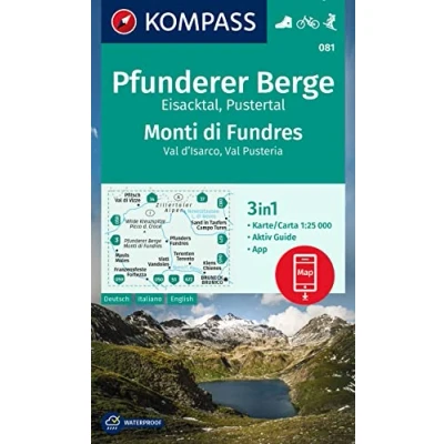 Abbildung von KOMPASS Wanderkarte 081 Pfunderer Berge/Monti di Fundres 1:25.000: 3in1 mit Aktiv Guide inklusive Karte zur offline Verwendung in der App. Fahrradfahren. Skitouren.